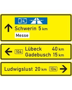 VZ Nr. 434-51 Tabellenwegweiser - teilaufgelöste Form
