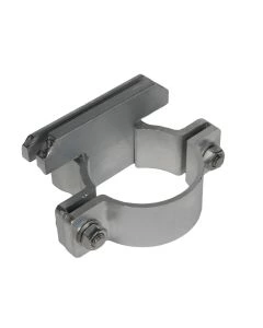 Einfach Klemmschelle AKT 1 aus Metall zur einseitigen Befestigung von Alkant-Schildern an Pfosten Ø 60,3 mm