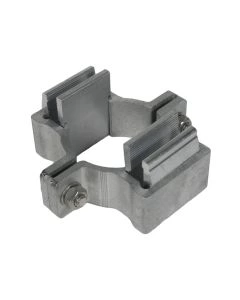 Doppelklemmschelle DAK 1 aus Metall zur Befestigung von zwei Alform-Schildern an Rohrpfosten, Durchmesser 60,3 mm