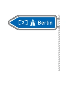 Skizze Rohrumrandung für Pfeilwegweiser VZ-Nr. 415, 418, 419, 422, mit Autobahnschild Berlin